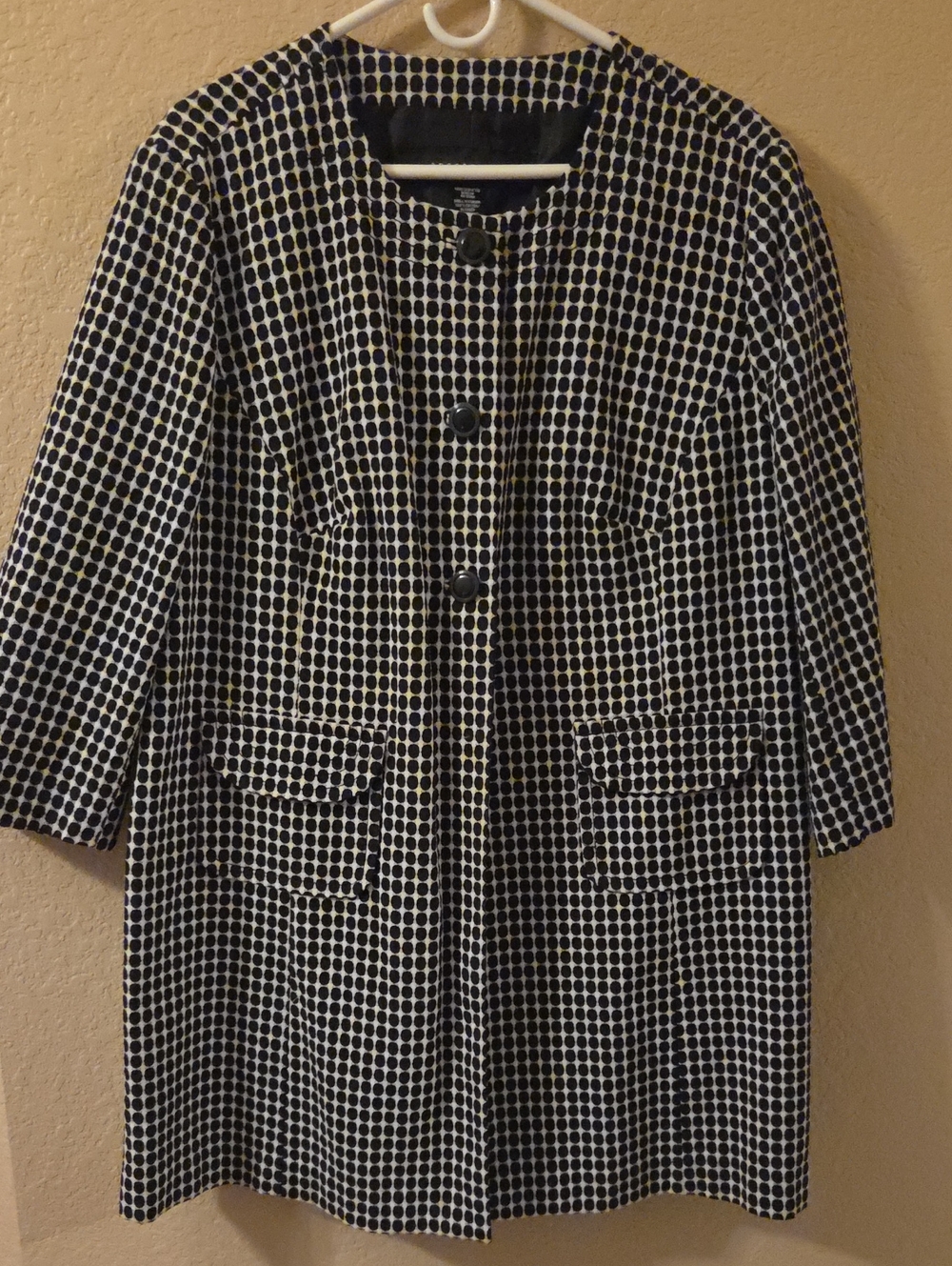 Apostrophe Black and White Polka Dot Tailored Blazer Coat Size 16/18w